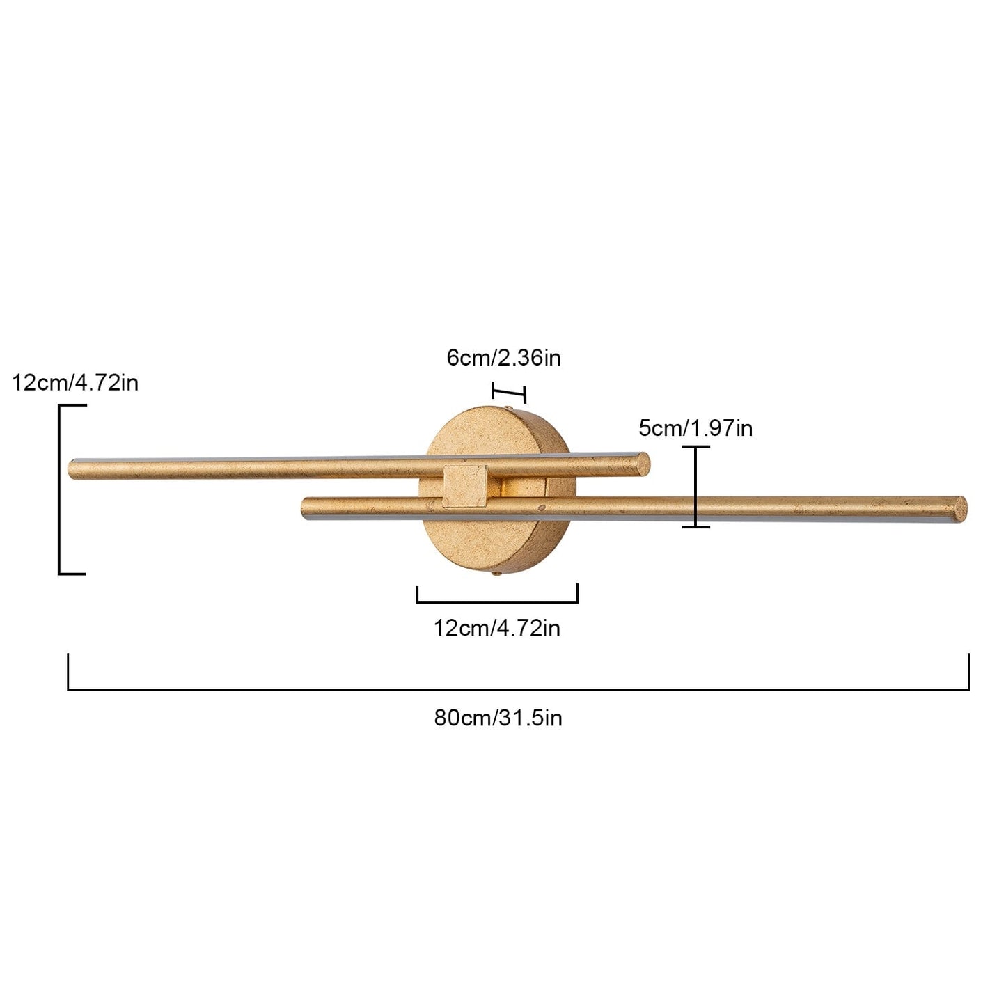Applique murale linéaire minimaliste en métal à 2 ampoules à LED et intensité variable