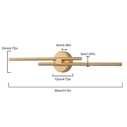Applique murale linéaire minimaliste en métal à 2 ampoules à LED et intensité variable