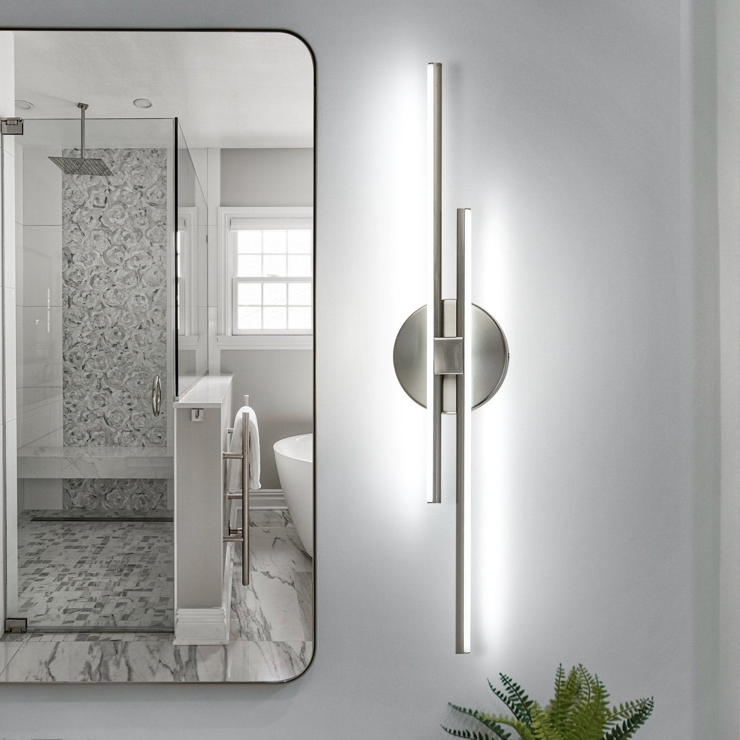 Applique murale linéaire minimaliste en métal à 2 ampoules à LED et intensité variable