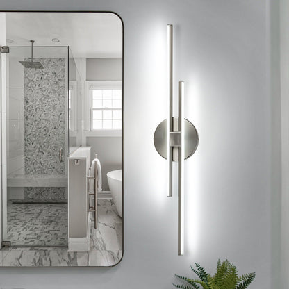 Applique murale linéaire minimaliste en métal à 2 ampoules à LED et intensité variable