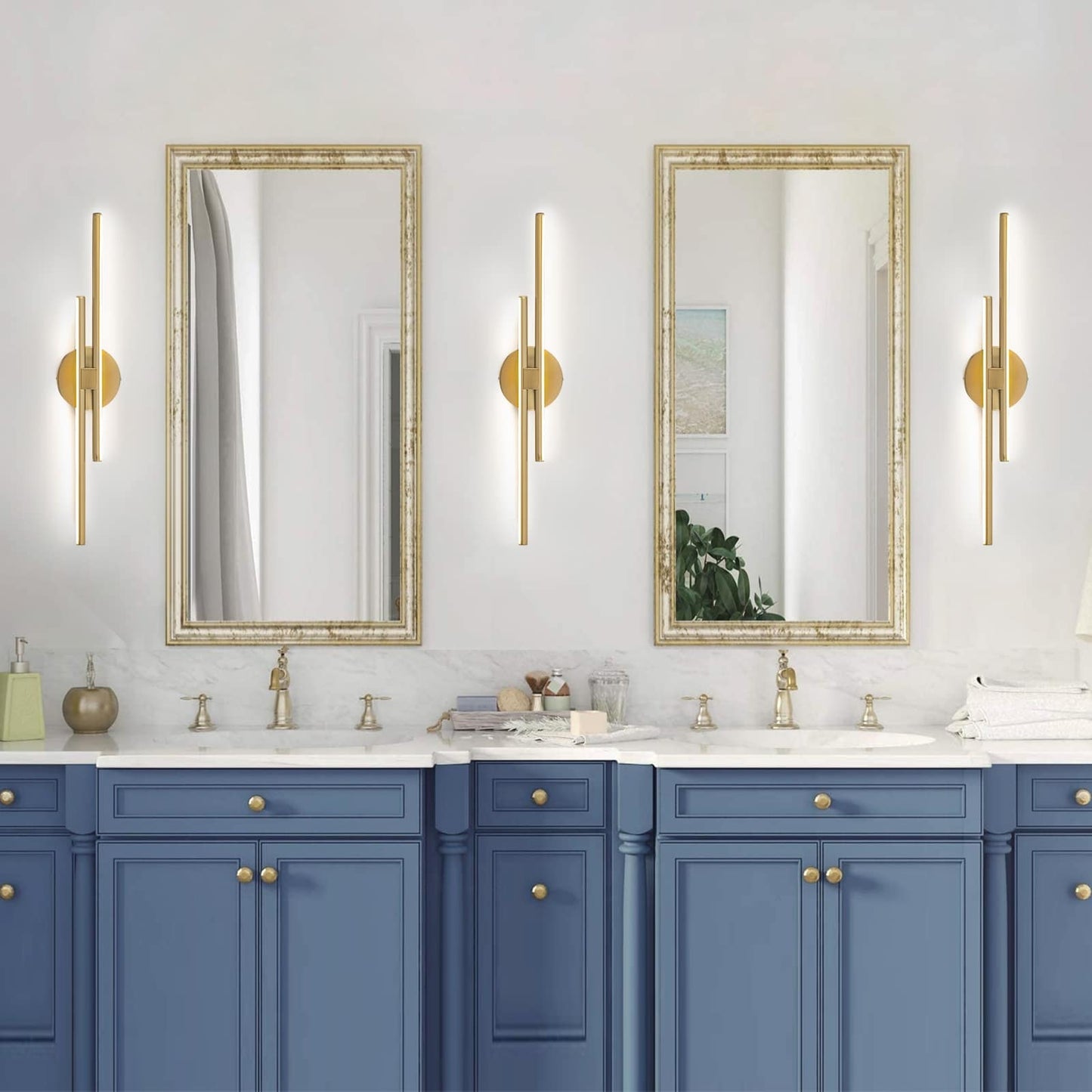 Applique murale linéaire minimaliste en métal à 2 ampoules à LED et intensité variable