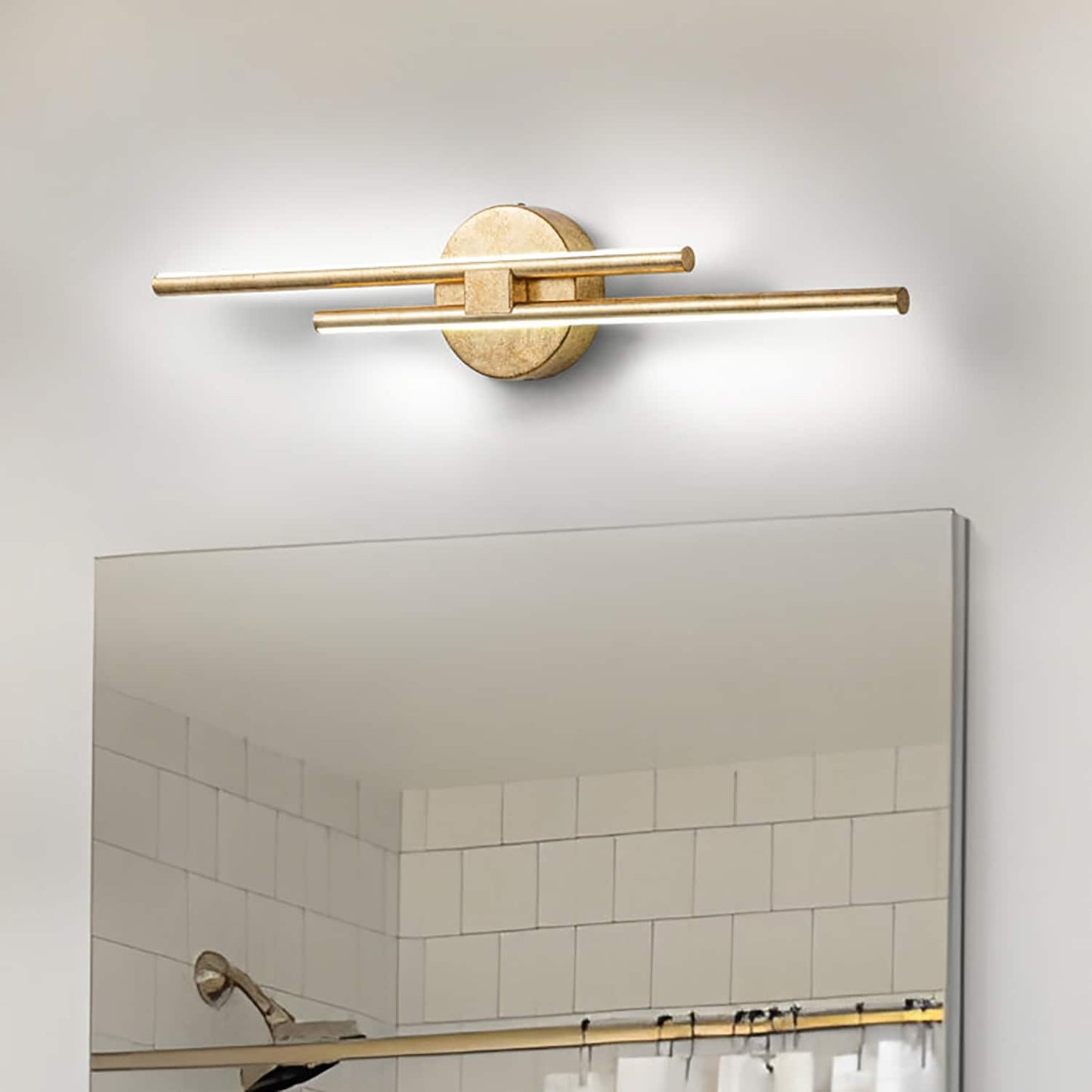 Applique murale linéaire minimaliste en métal à 2 ampoules à LED et intensité variable