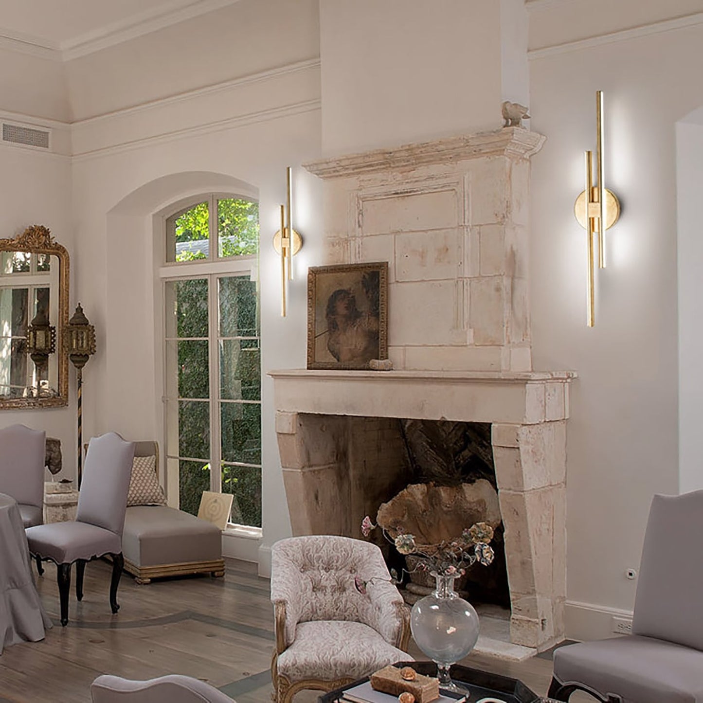 Applique murale linéaire minimaliste en métal à 2 ampoules à LED et intensité variable