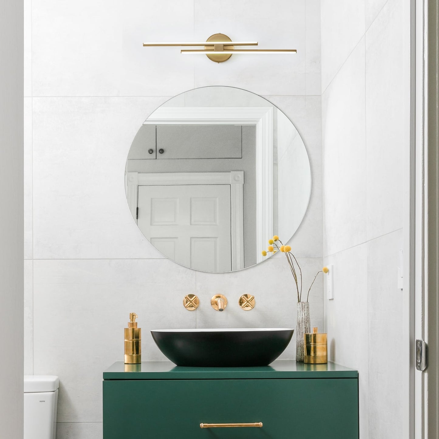 Applique murale linéaire minimaliste en métal à 2 ampoules à LED et intensité variable