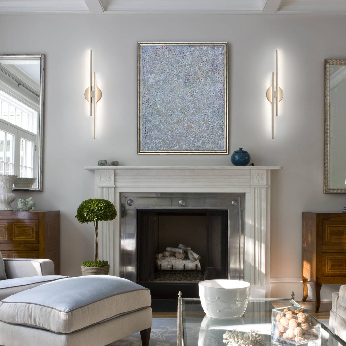 Applique murale linéaire minimaliste en métal à 2 ampoules à LED et intensité variable