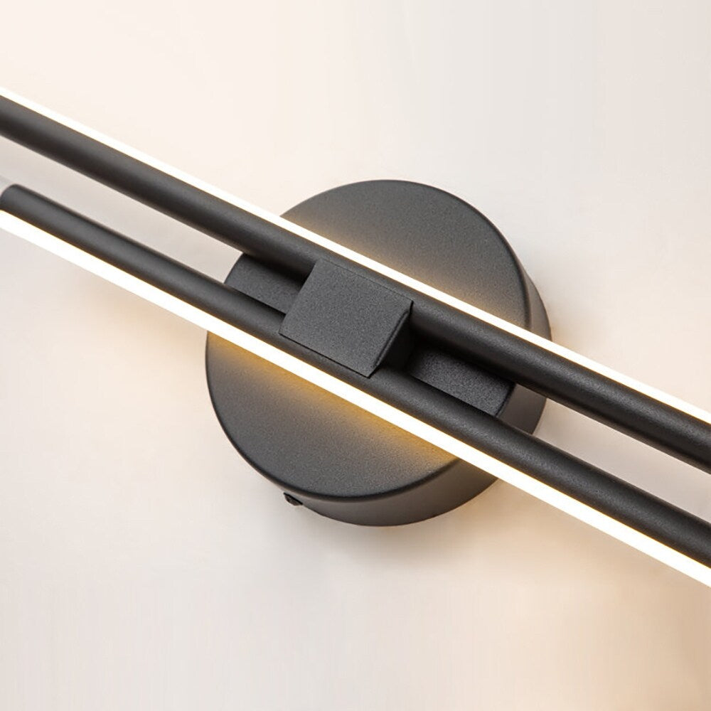 Applique murale linéaire minimaliste en métal à 2 ampoules à LED et intensité variable