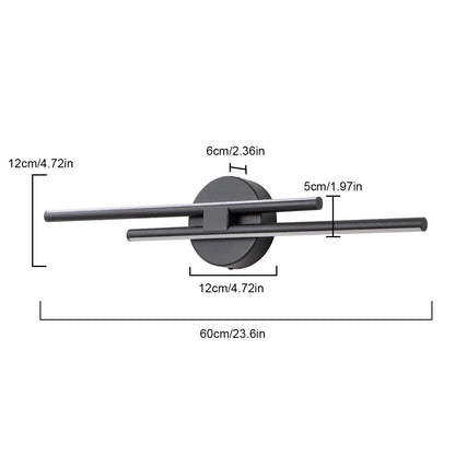 Applique murale linéaire minimaliste en métal à 2 ampoules à LED et intensité variable