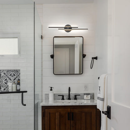 Applique murale linéaire minimaliste en métal à 2 ampoules à LED et intensité variable