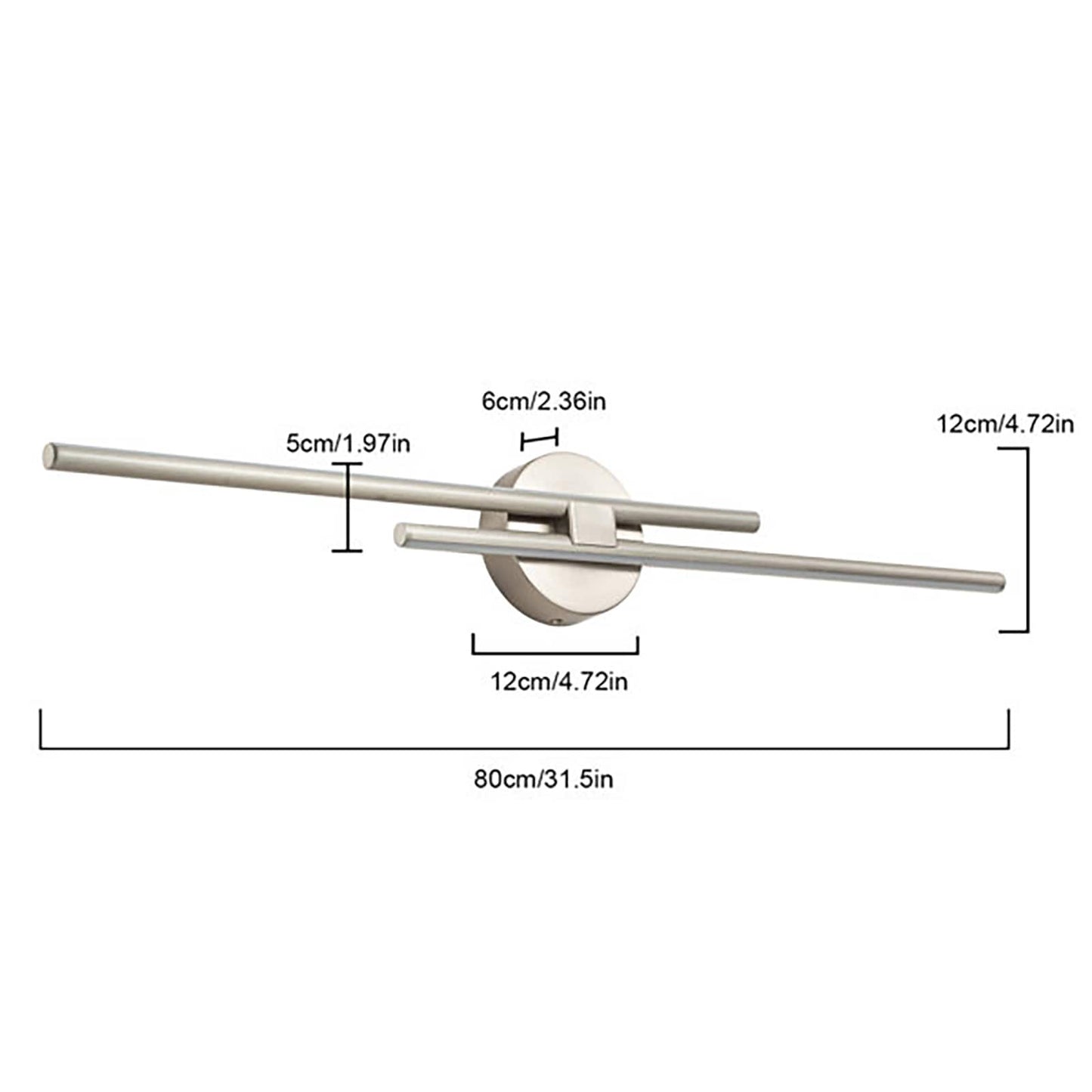 Applique murale linéaire minimaliste en métal à 2 ampoules à LED et intensité variable