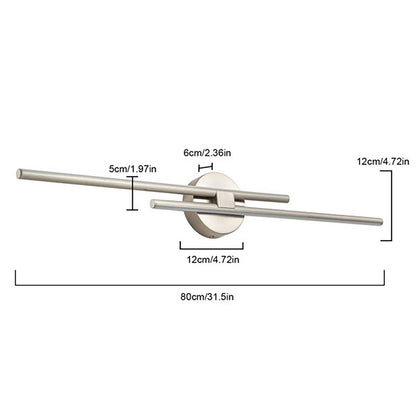 Applique murale linéaire minimaliste en métal à 2 ampoules à LED et intensité variable