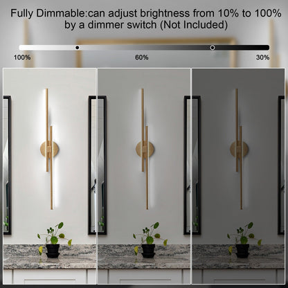 Applique murale linéaire minimaliste en métal à 2 ampoules à LED et intensité variable
