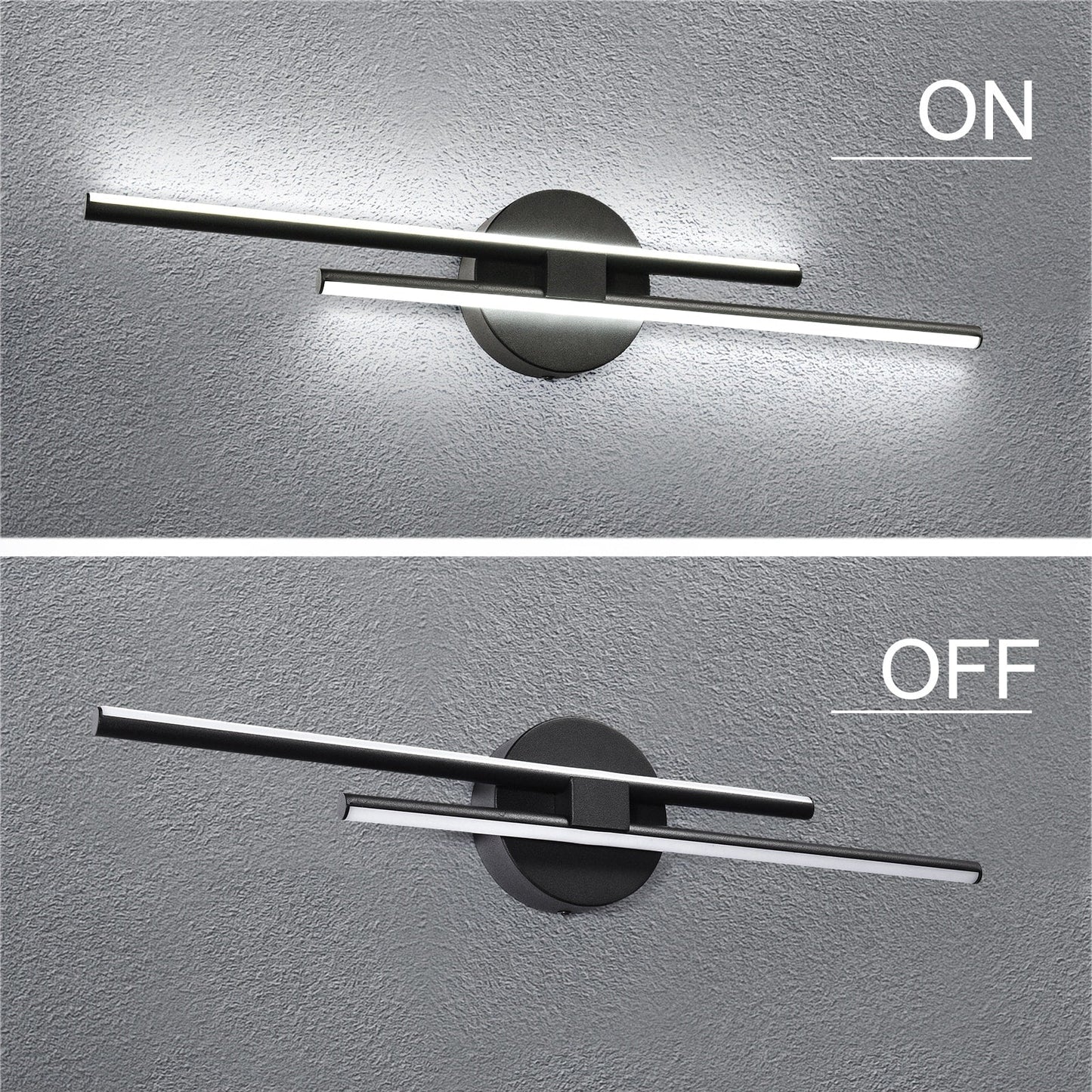 Applique murale linéaire minimaliste en métal à 2 ampoules à LED et intensité variable