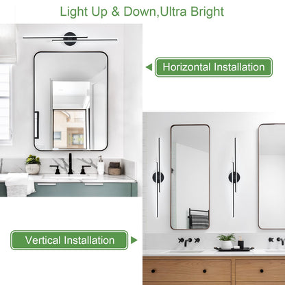 Applique murale linéaire minimaliste en métal à 2 ampoules à LED et intensité variable