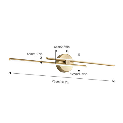 Applique murale linéaire minimaliste en métal à 2 ampoules à LED et intensité variable