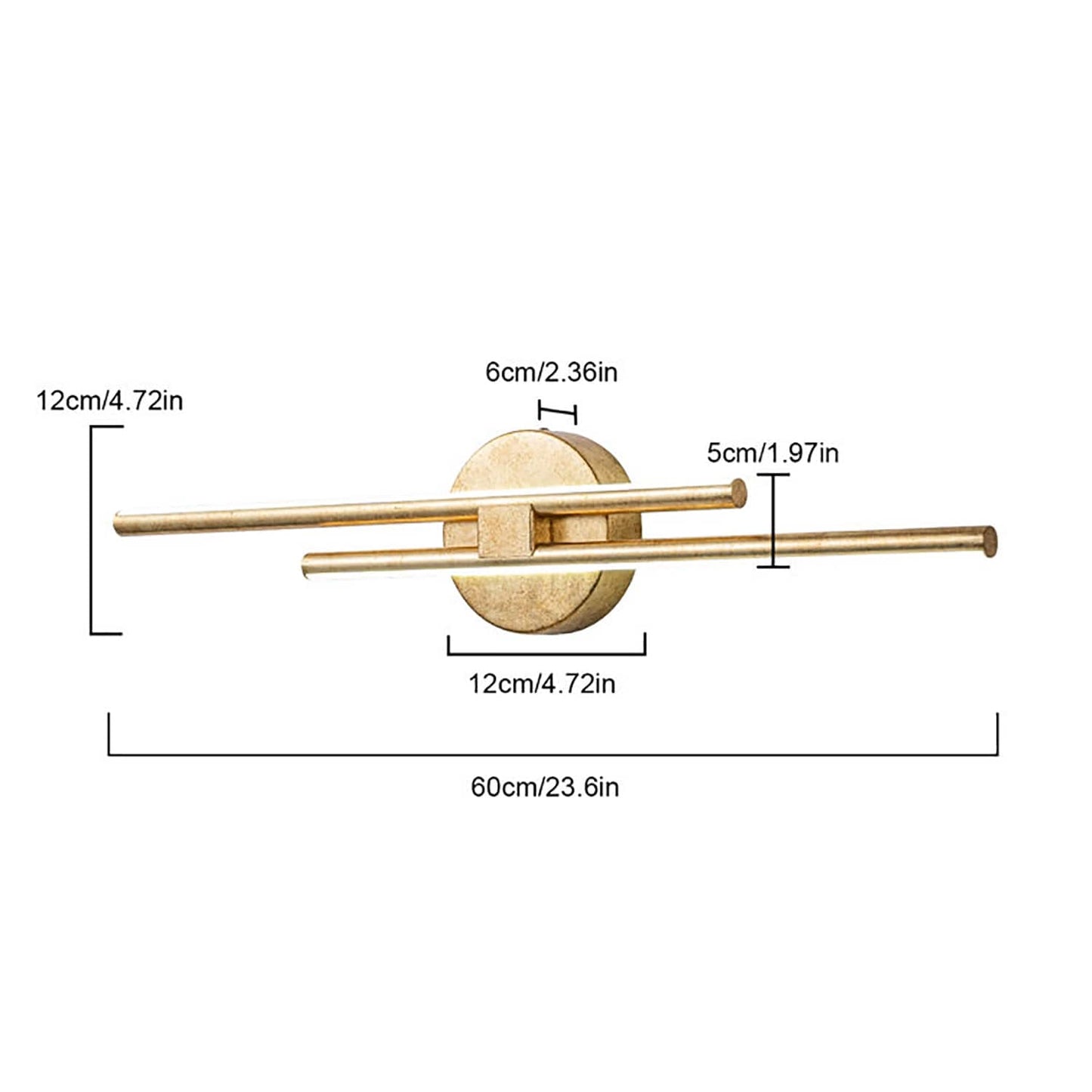 Applique murale linéaire minimaliste en métal à 2 ampoules à LED et intensité variable