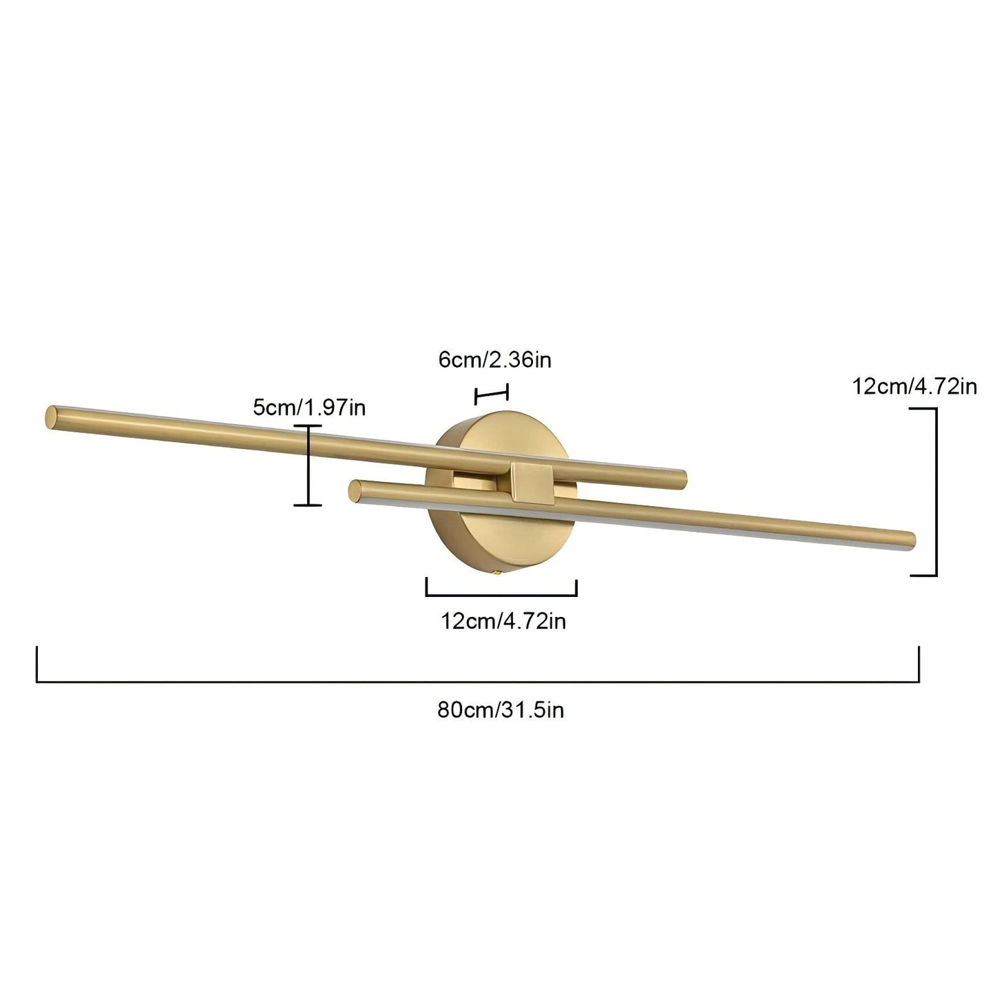 Applique murale linéaire minimaliste en métal à 2 ampoules à LED et intensité variable