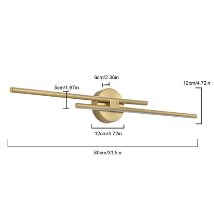 Applique murale linéaire minimaliste en métal à 2 ampoules à LED et intensité variable