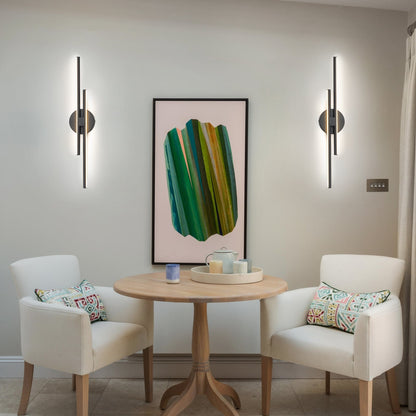 Applique murale linéaire minimaliste en métal à 2 ampoules à LED et intensité variable