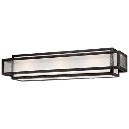 Barre de salle de bain carrée Lavery Camden, 3 lumières, en verre anthracite vieilli et grainé