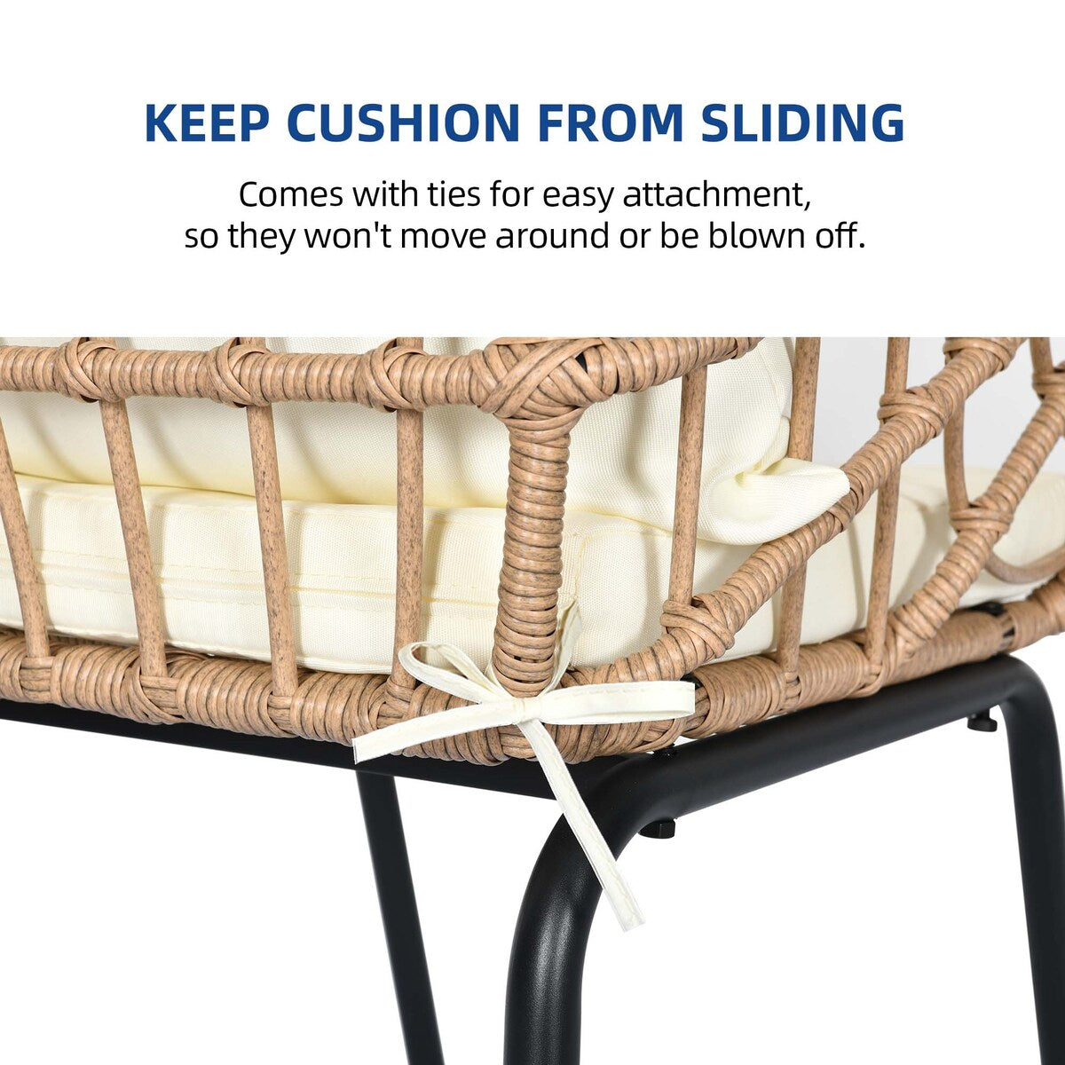 Ensemble de bistrot d'extérieur en osier Moasis 3 pièces avec 2 chaises et une table basse