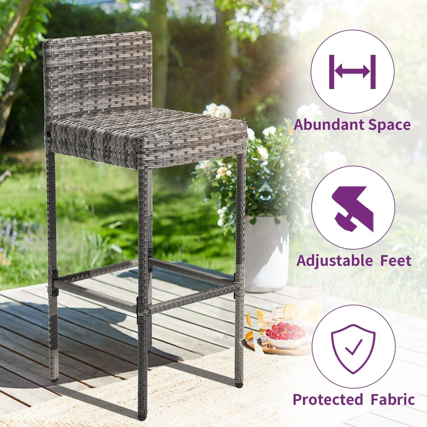 Ensemble de bar en osier 5 pièces pour mobilier d'extérieur Moasis - 5 pièces