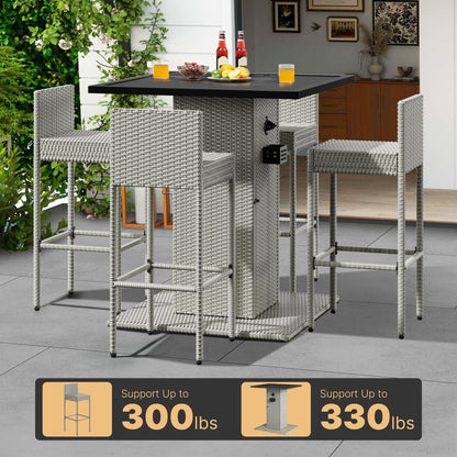 Ensemble de bar en osier 5 pièces pour mobilier d'extérieur Moasis - 5 pièces