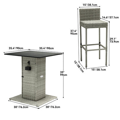 Ensemble de bar en osier 5 pièces pour mobilier d'extérieur Moasis - 5 pièces