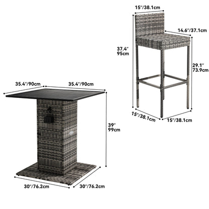 Ensemble de bar en osier 5 pièces pour mobilier d'extérieur Moasis - 5 pièces