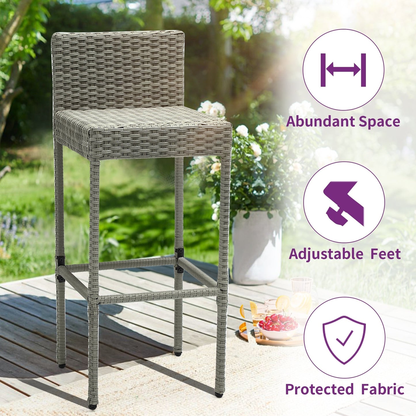 Ensemble de bar en osier 5 pièces pour mobilier d'extérieur Moasis - 5 pièces