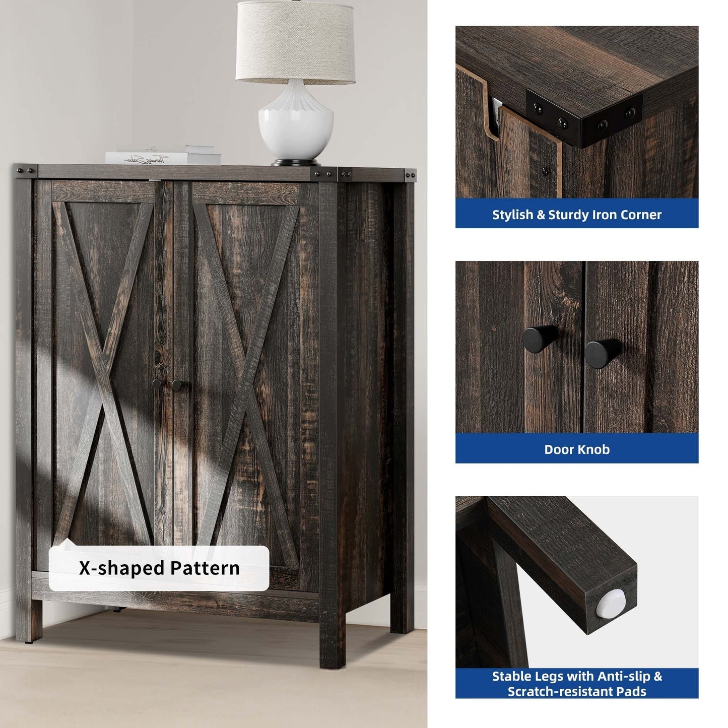 Meuble de rangement à chaussures Moasis à 5 niveaux pour 20 paires de chaussures avec portes doubles pour l'entrée