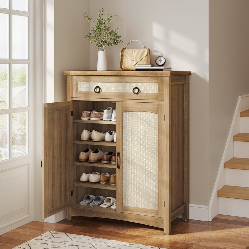 Meuble de rangement à chaussures Moasis à 5 niveaux pour 20 paires de chaussures avec portes doubles pour l'entrée