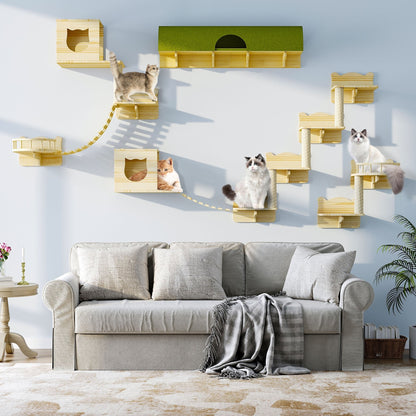 Ensemble d'étagères murales pour chat Moasis, ensemble d'escalade en bois pour chat
