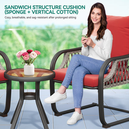 Ensemble de bistrot de jardin Moasis Red 3 pièces avec sièges rembourrés