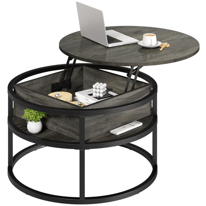 Table basse ronde relevable Moasis avec rangement dissimulé