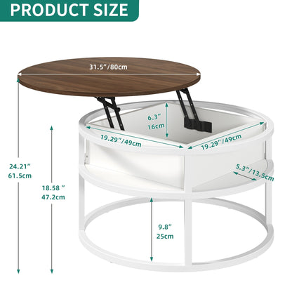 Table basse ronde relevable Moasis avec rangement dissimulé