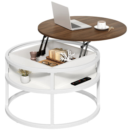 Table basse ronde relevable Moasis avec rangement dissimulé