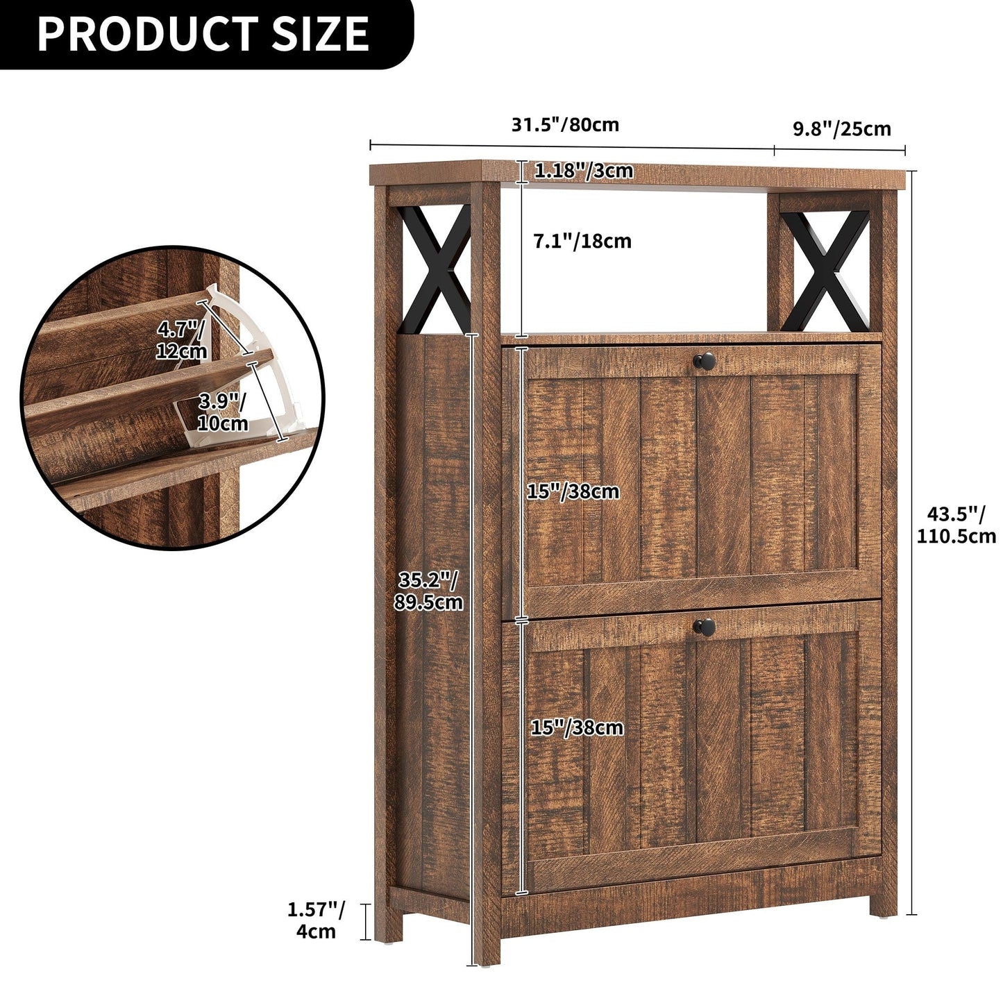 Meuble de rangement à chaussures Moasis avec 2 compartiments pour entrée et couloir