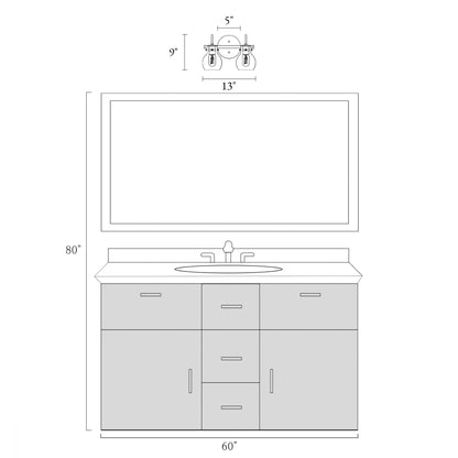 Applique murale moderne à 2, 3, 4 ou 5 lampes pour salle de bain, design minimaliste, en verre
