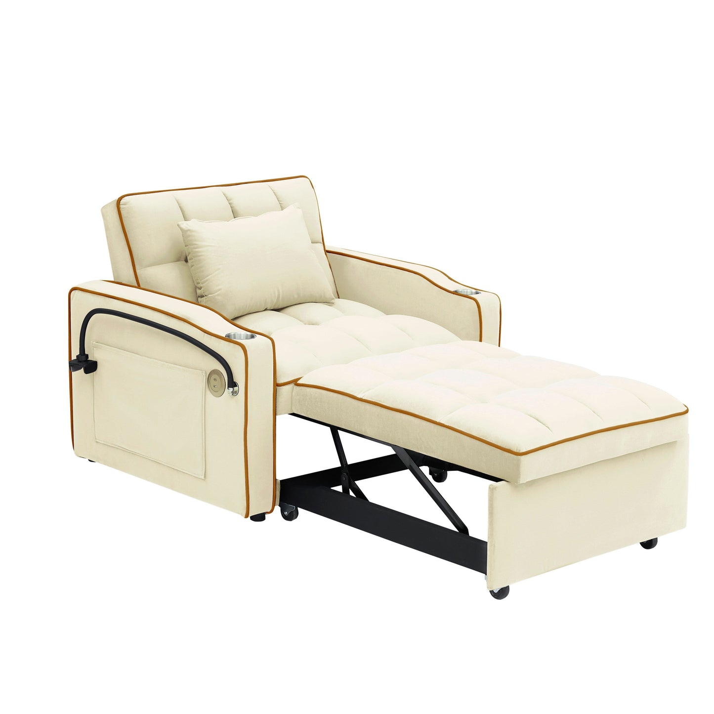 Canapé-lit convertible 3 en 1 moderne 70.86 avec dossier réglable et port de chargement USB pour le salon