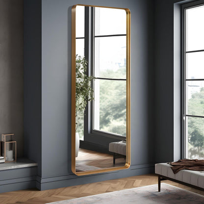 Miroir mural rectangulaire profond moderne en alliage d'aluminium - 71 x 28 cm