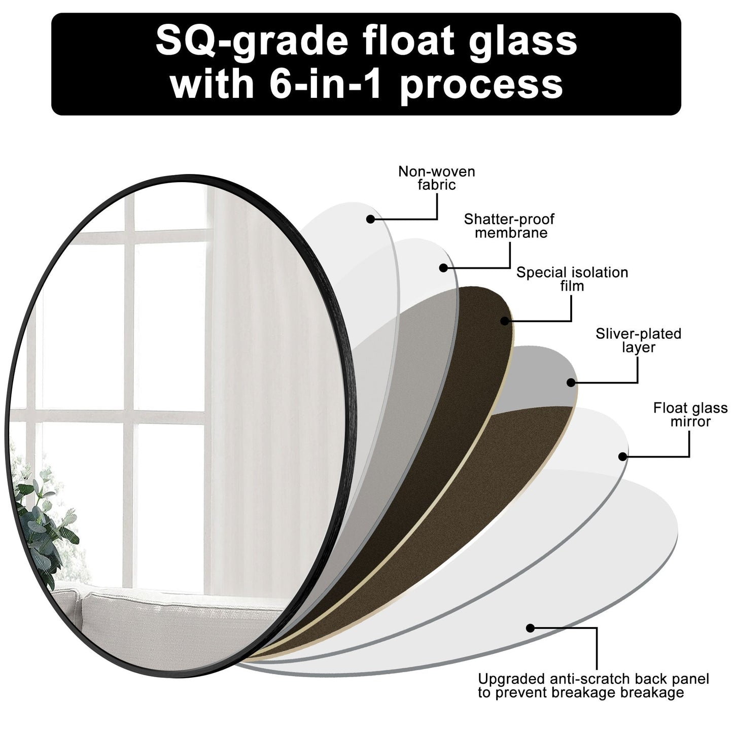 Miroir de salle de bain rond mural moderne