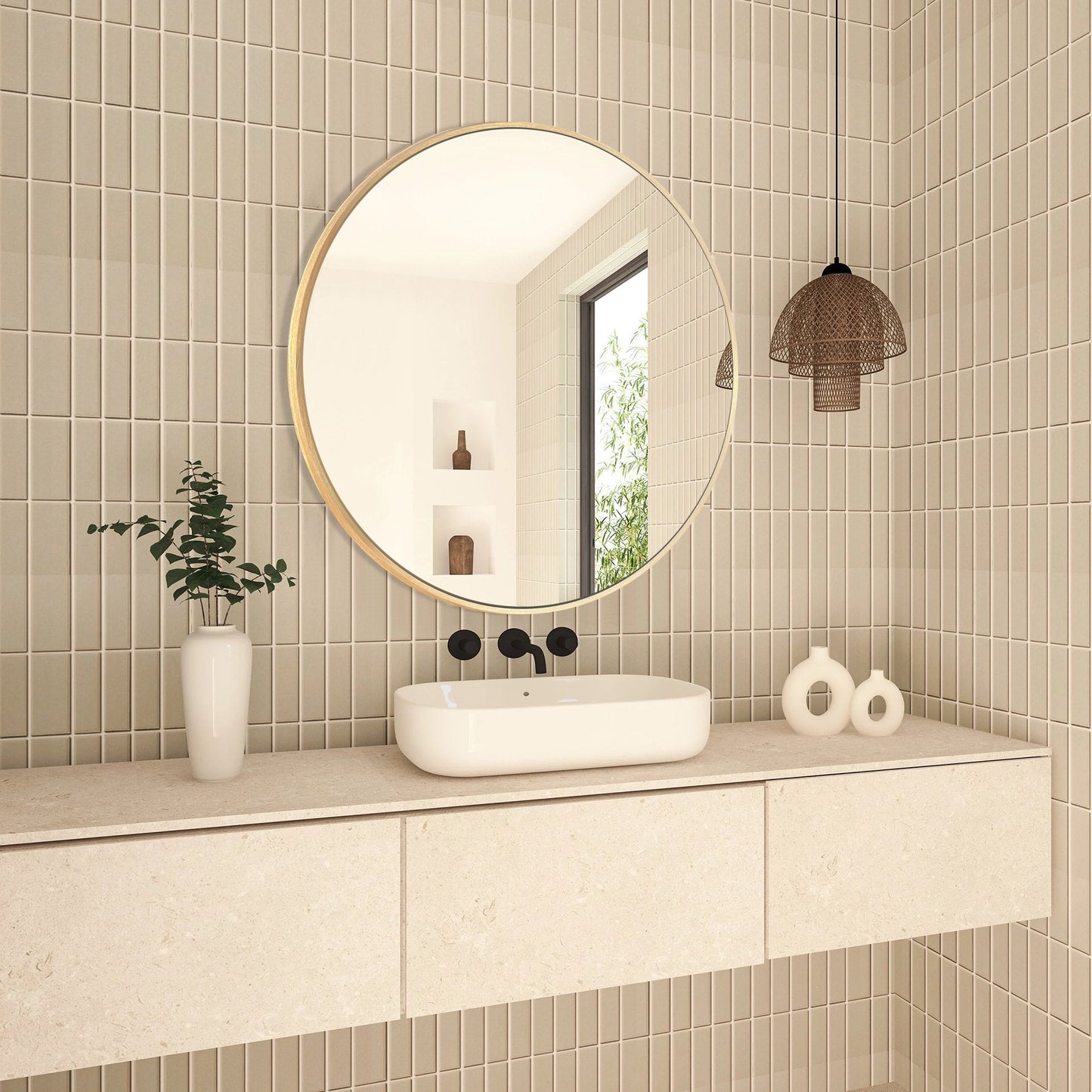 Miroir de salle de bain rond mural moderne