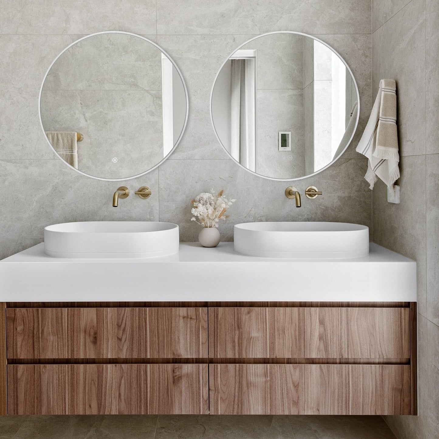 Miroir de salle de bain rond mural moderne