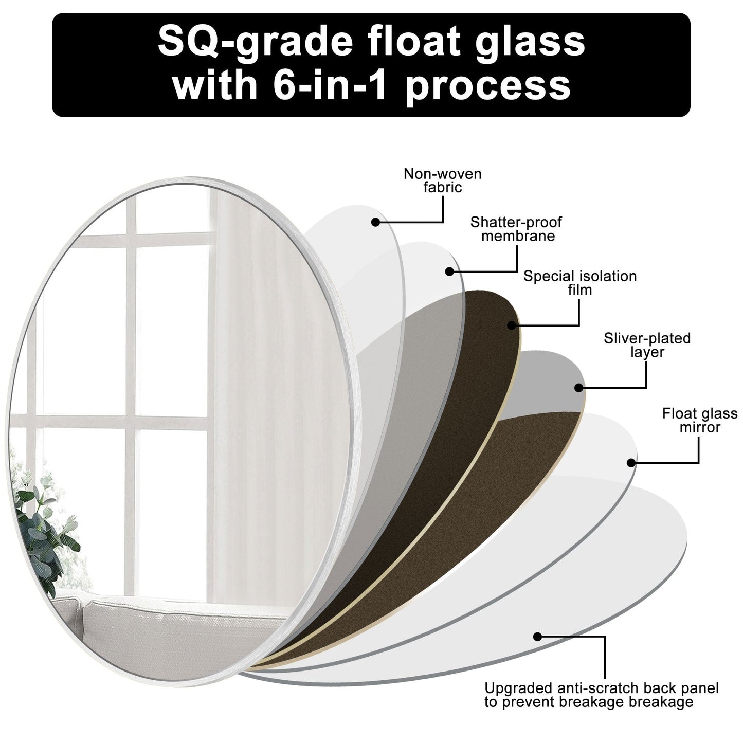 Miroir de salle de bain rond mural moderne
