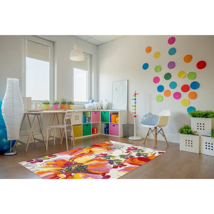 Tapis antidérapant moderne à fleurs lumineuses World Rug Gallery Multi