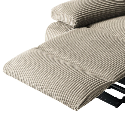 Fauteuil inclinable manuel moderne en velours côtelé, chaise longue inclinable réglable avec accoudoirs larges