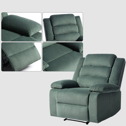 Fauteuil inclinable manuel moderne en velours côtelé, chaise longue inclinable réglable avec accoudoirs larges