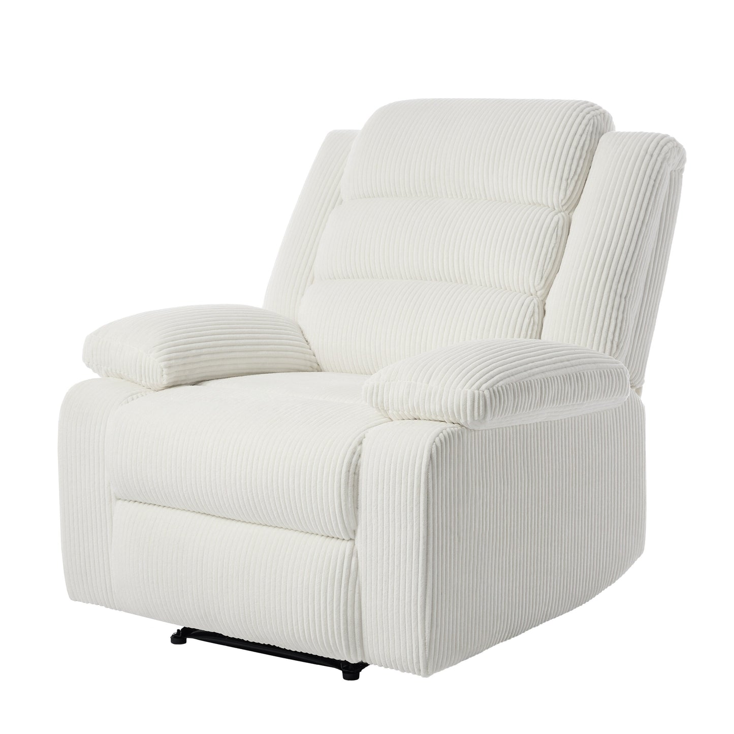 Fauteuil inclinable manuel moderne en velours côtelé, chaise longue inclinable réglable avec accoudoirs larges