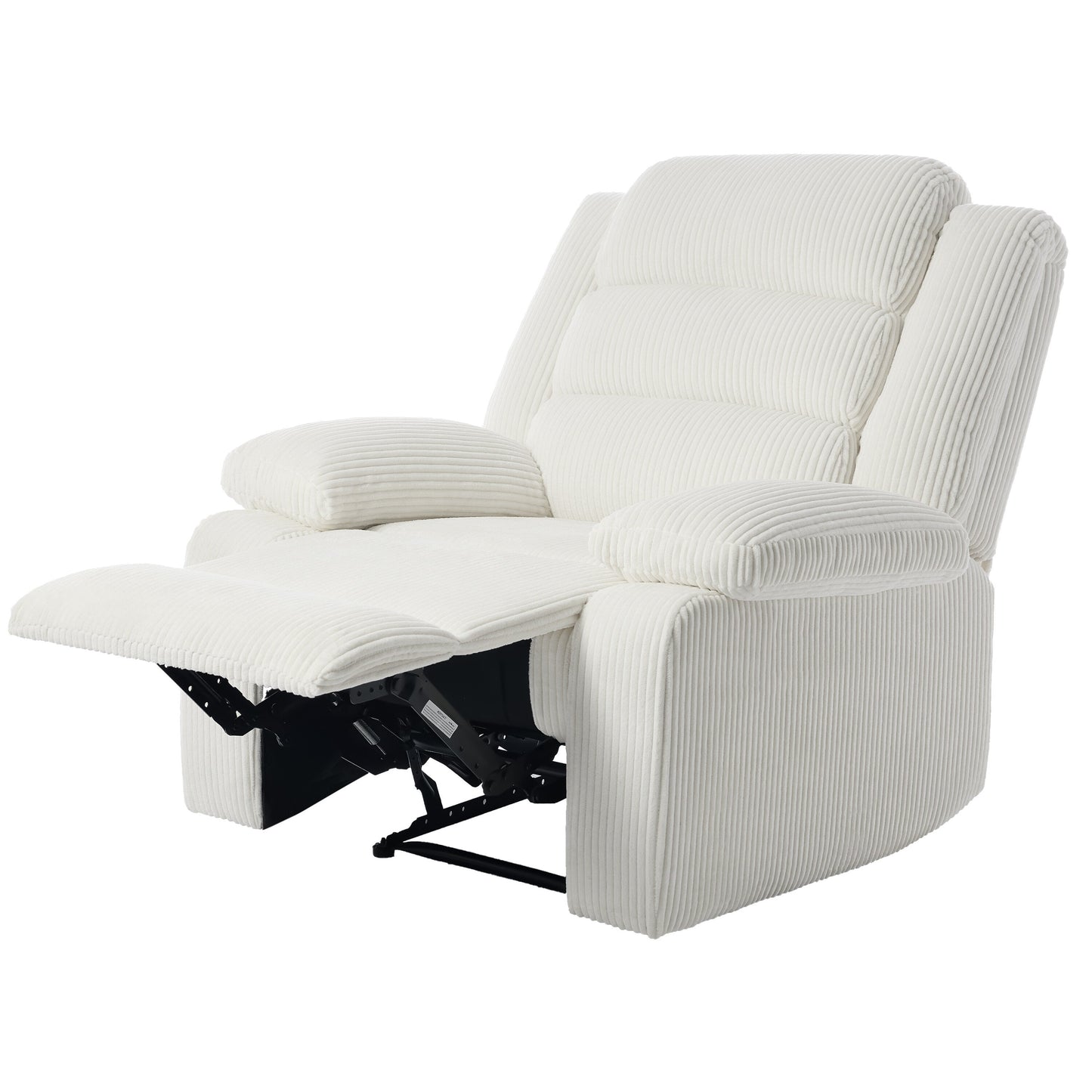 Fauteuil inclinable manuel moderne en velours côtelé, chaise longue inclinable réglable avec accoudoirs larges