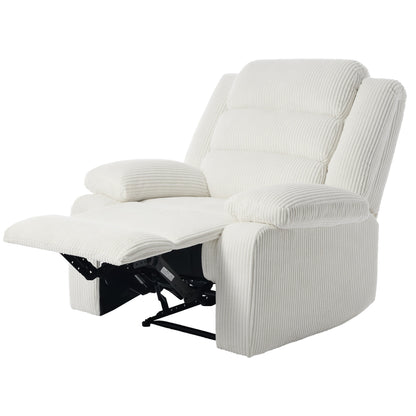 Fauteuil inclinable manuel moderne en velours côtelé, chaise longue inclinable réglable avec accoudoirs larges